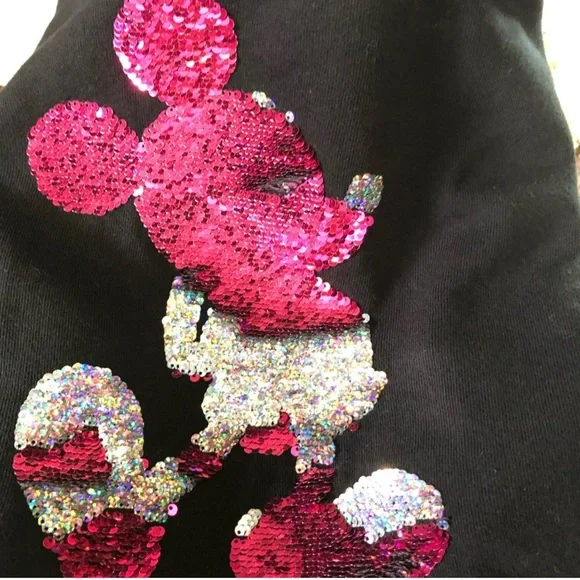 Walt Disney World Sequined Mickey Lightweight Sweatshirt. Black/ Hot Pink. XS - Picture 14 of 14
